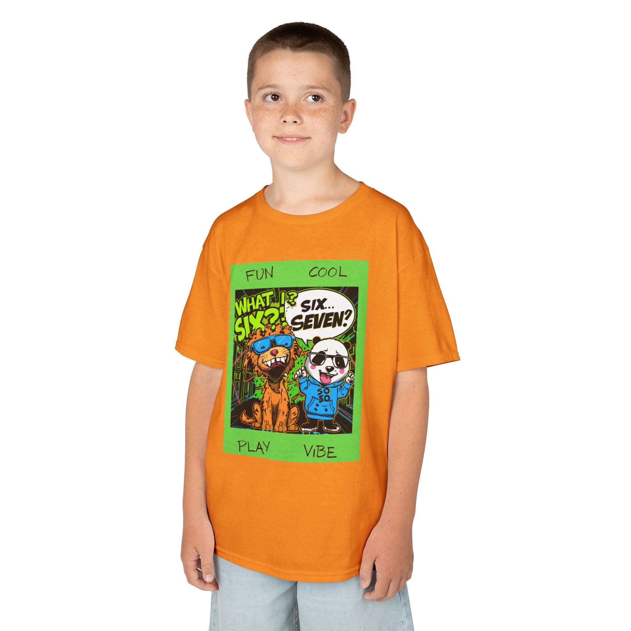 Kids 'What Six? Six Seven!' Graphic Tee — Fun Play Vibe Cartoon Dogs