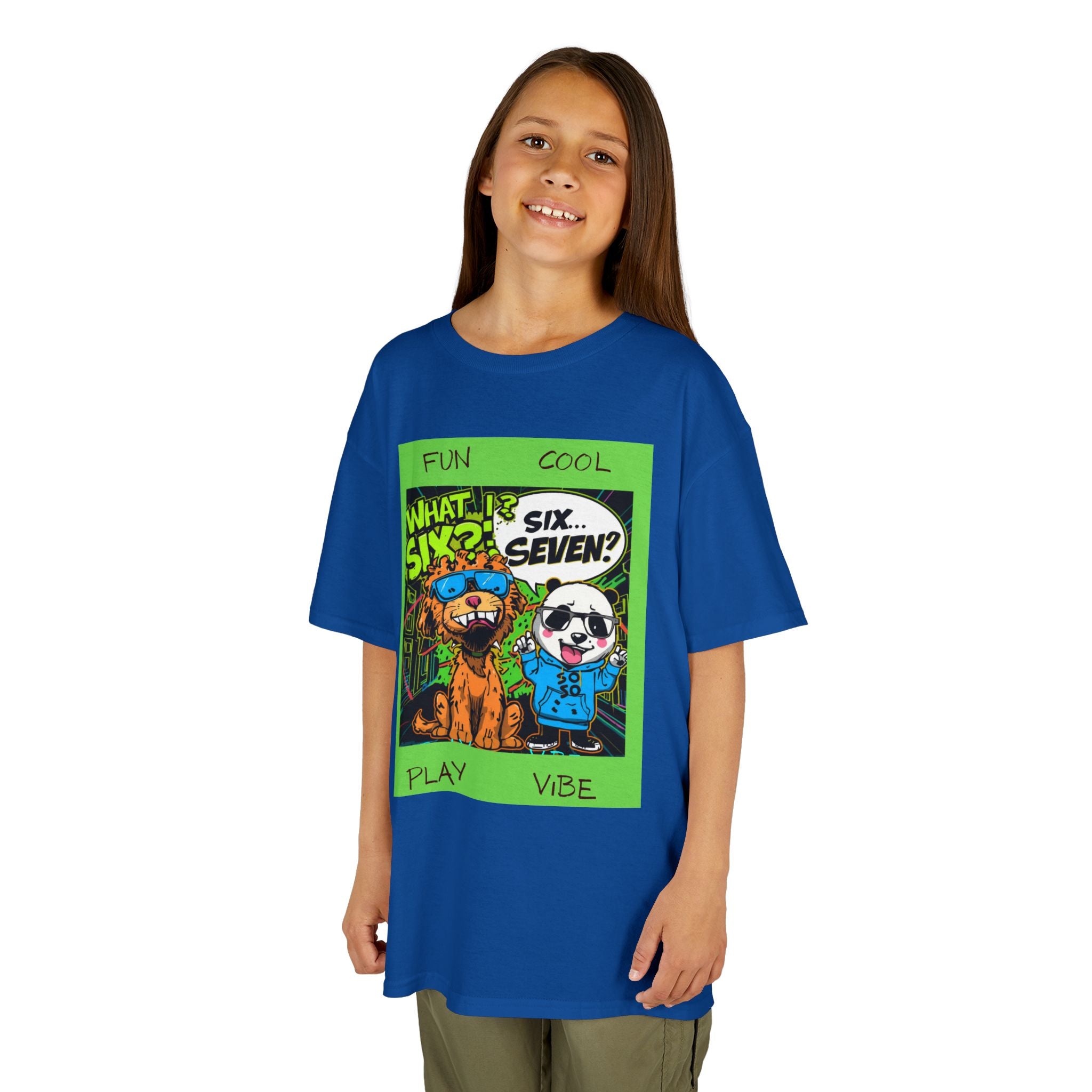 Kids 'What Six? Six Seven!' Graphic Tee — Fun Play Vibe Cartoon Dogs