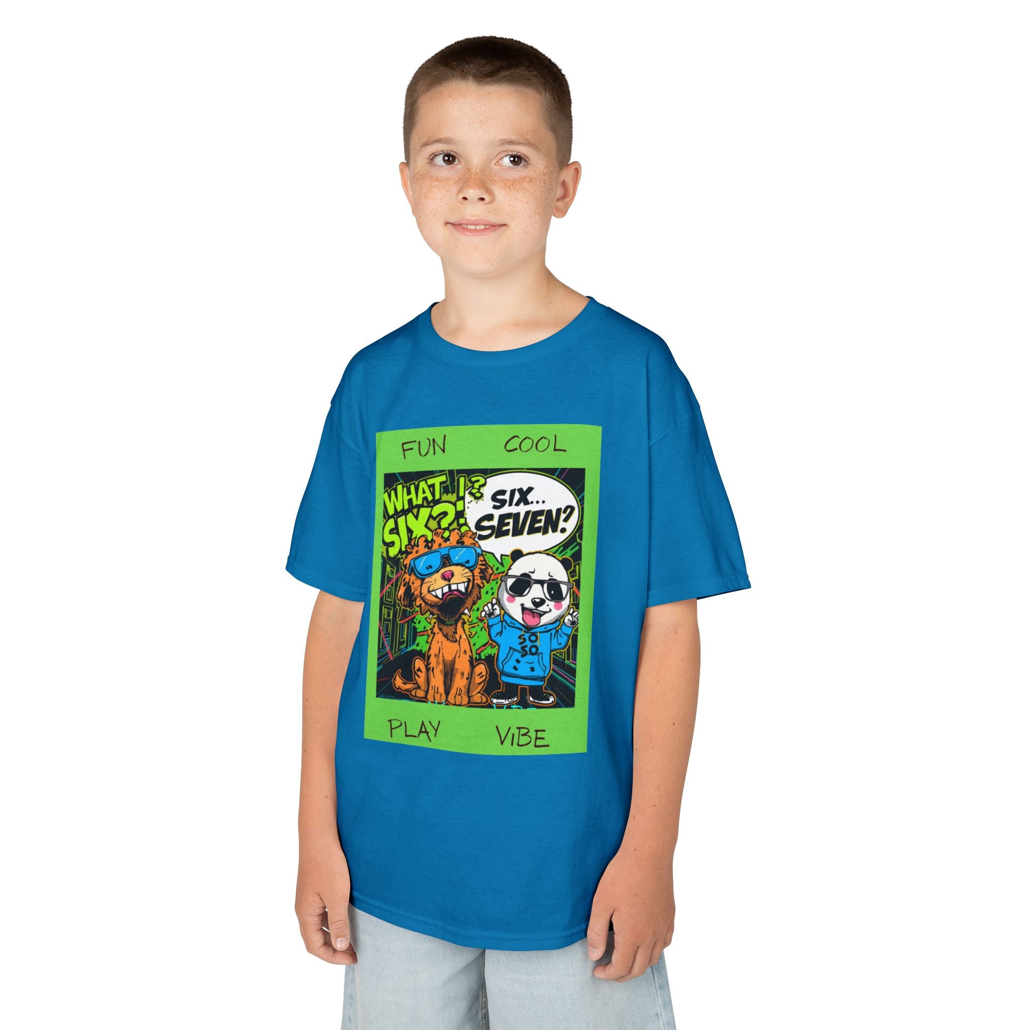 Kids 'What Six? Six Seven!' Graphic Tee — Fun Play Vibe Cartoon Dogs