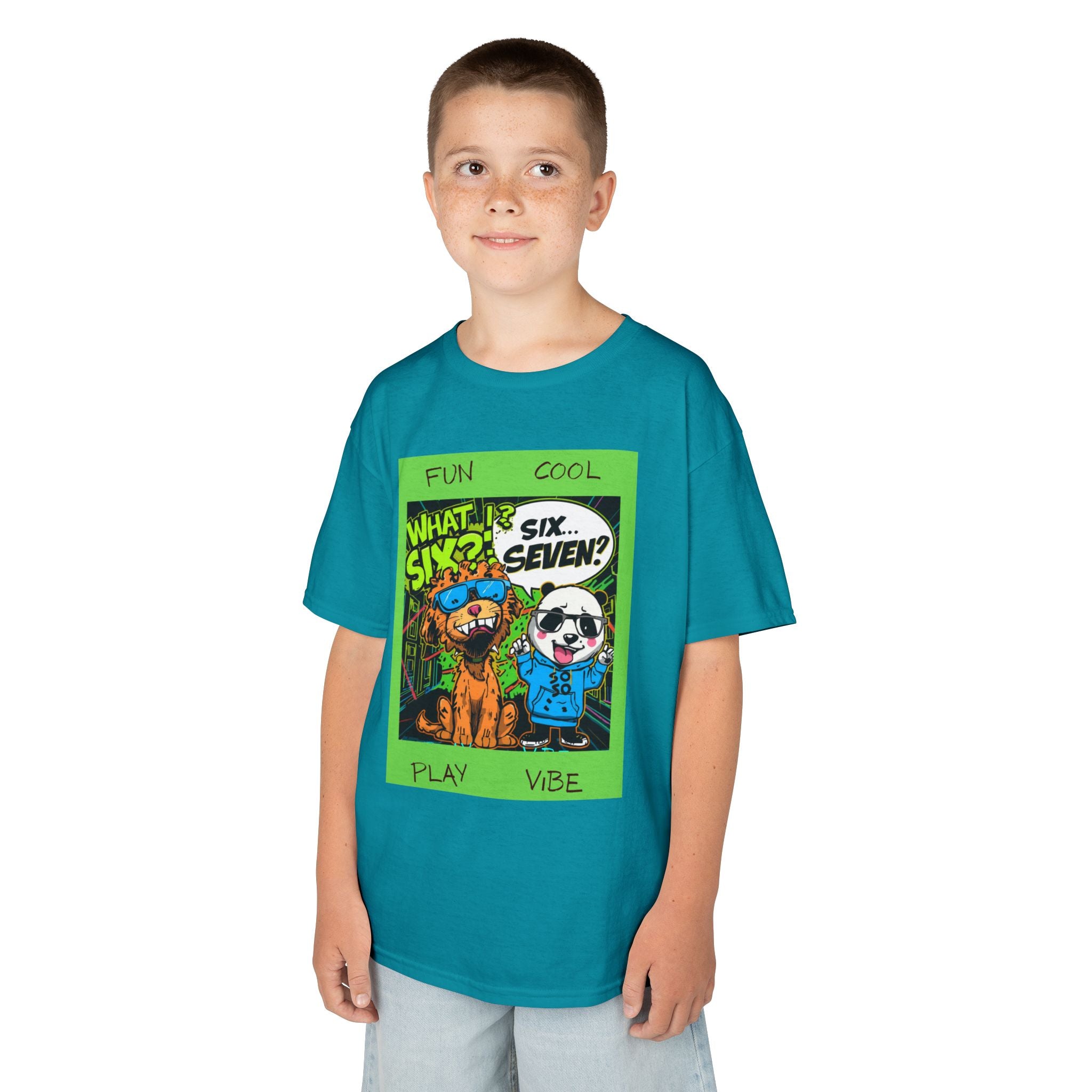 Kids 'What Six? Six Seven!' Graphic Tee — Fun Play Vibe Cartoon Dogs