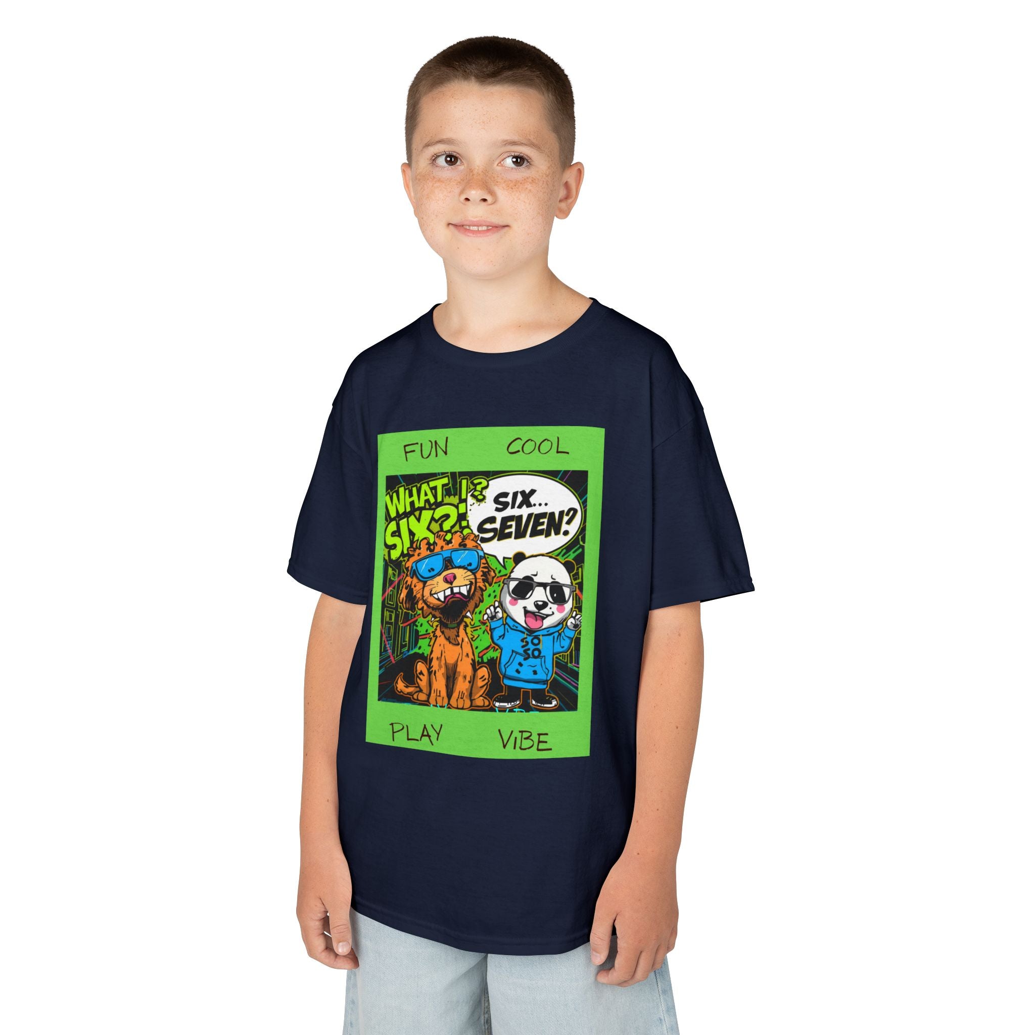 Kids 'What Six? Six Seven!' Graphic Tee — Fun Play Vibe Cartoon Dogs