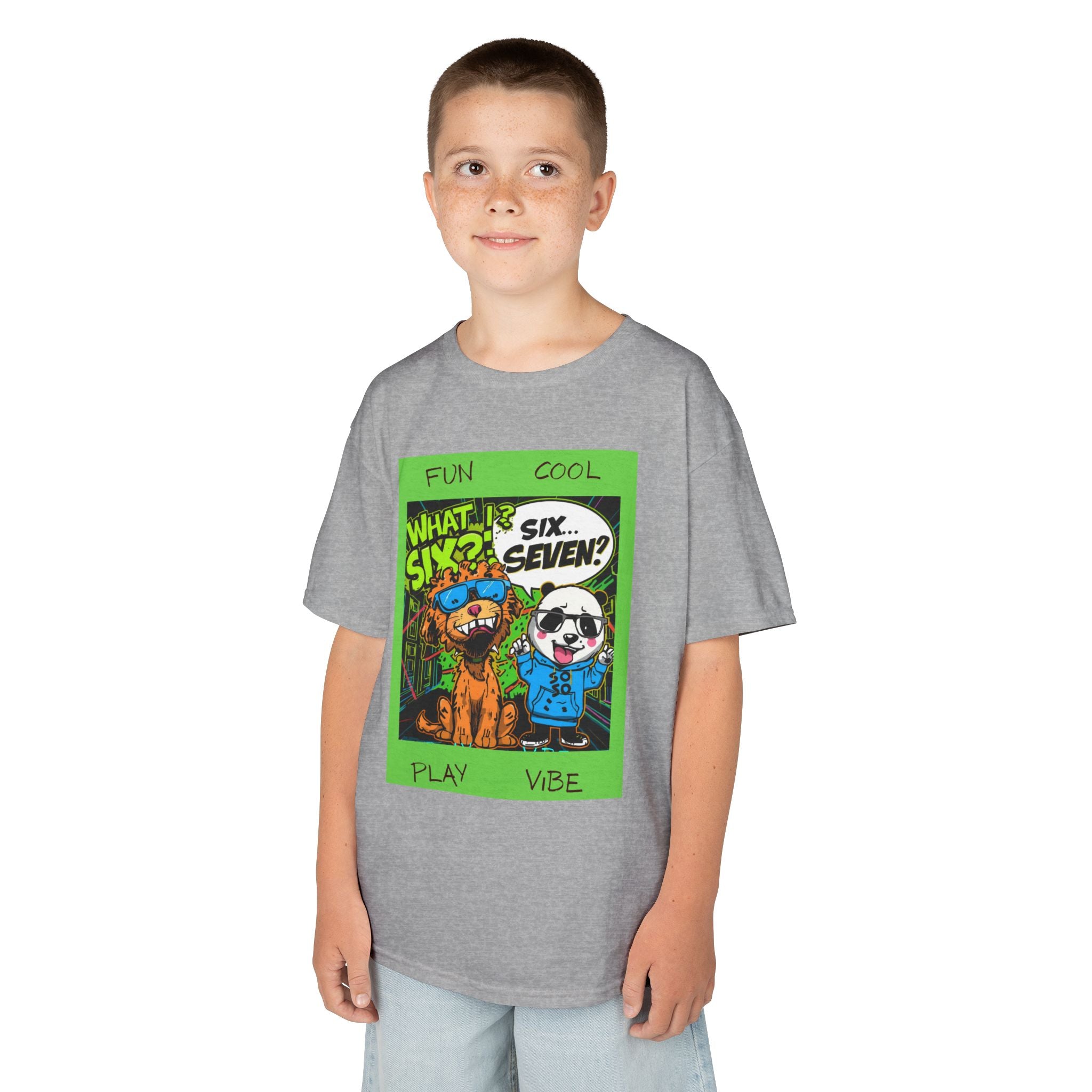 Kids 'What Six? Six Seven!' Graphic Tee — Fun Play Vibe Cartoon Dogs